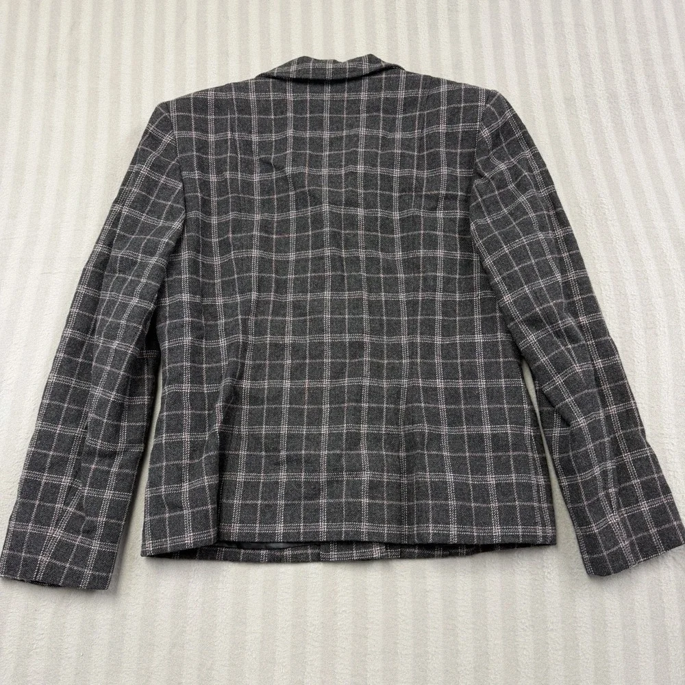 VTG Pendleton Blazer Womens 8 Petite Virgin Wool Windowpane Plaid Shoulder Pads